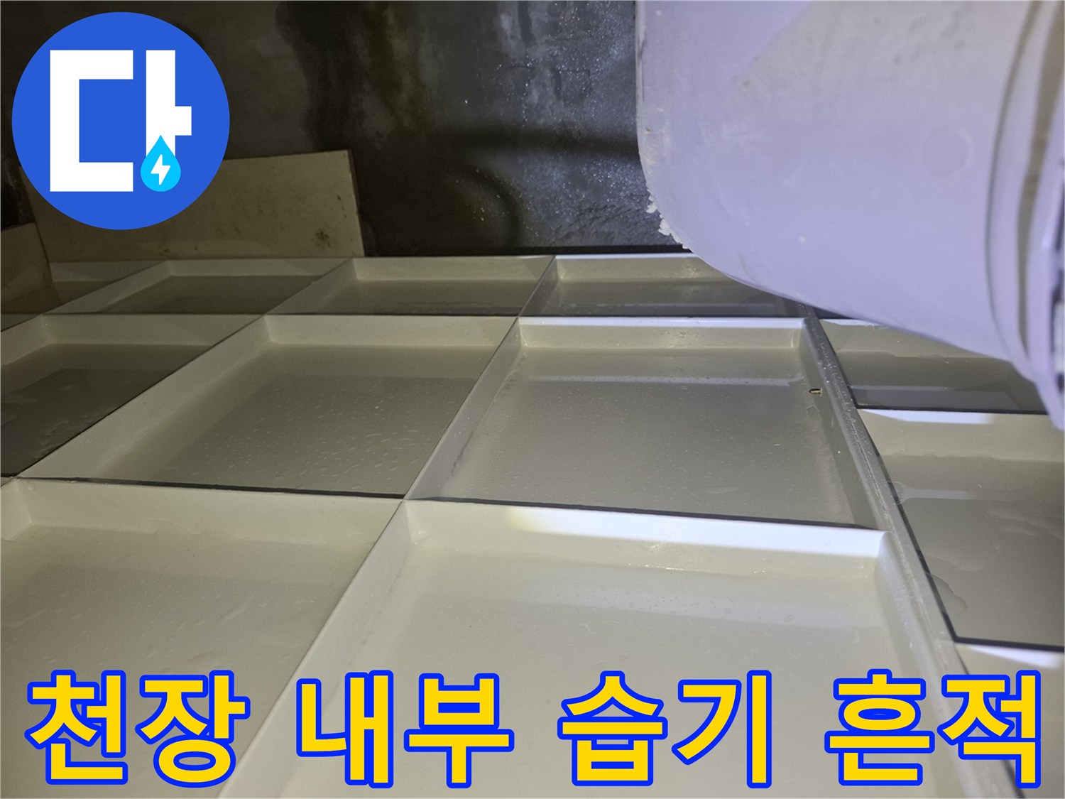 양주 현장 기록 - 누수로 인해 검게 변한 천장 슬래브 벽면