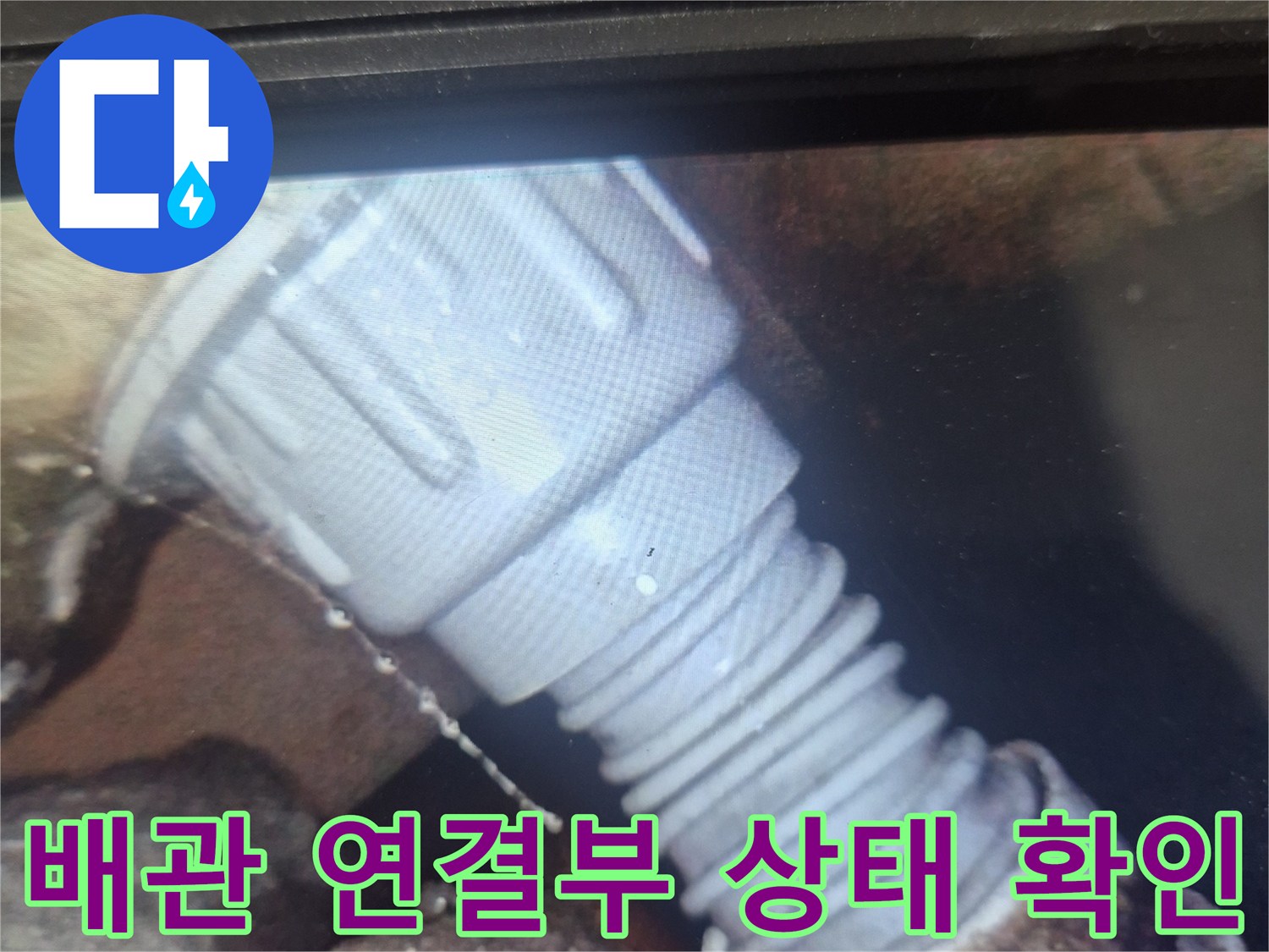배수구-안쪽-배관-연결-부위의-이물질과-습기-상태