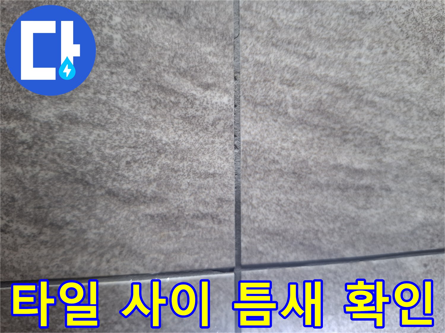 누수 경로 파악을 위해 근접 촬영한 화장실 타일 줄눈 부위